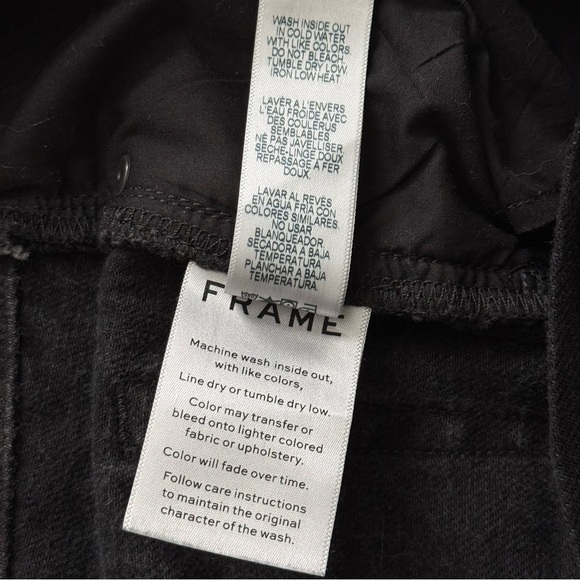 Frame Le Mini Denim A-line Noir Coated Black Skirt Size 25 - Picture 10 of 10